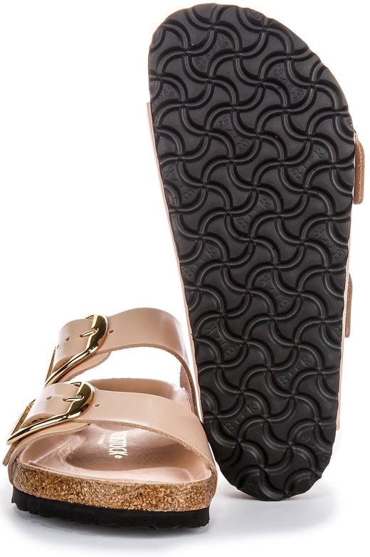 Sandalias Birkenstock Arizona | Cuero genuino beige - Hebilla grande para mujeres