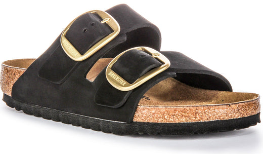 Sandalias Birkenstock Arizona | Cuero de gamuza negro - Hebilla grande para mujer