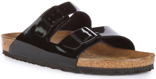 Sandalias Birkenstock Arizona | Birko-Flor negro charol para hombre y mujer