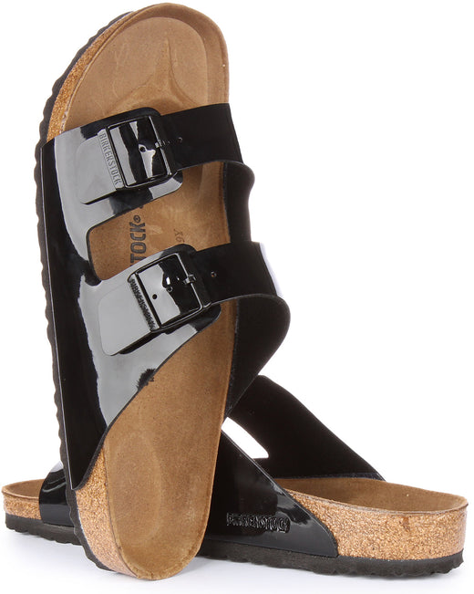 Sandalias Birkenstock Arizona | Birko-Flor negro charol para hombre y mujer