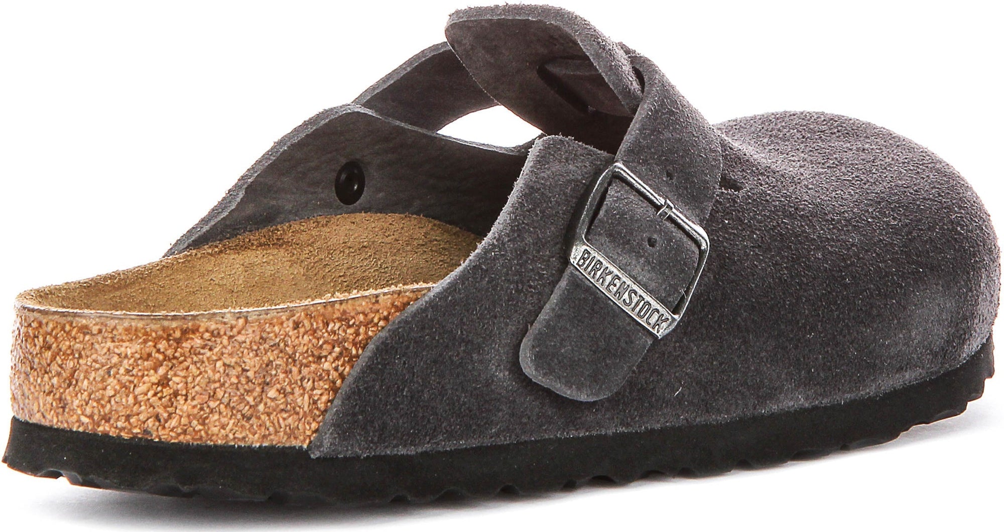 Zuecos Birkenstock Boston | Cuero de ante carbón para hombres y mujeres - Ajuste estrecho