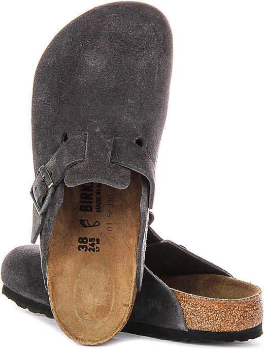 Zuecos Birkenstock Boston | Birko-Flor carbón para hombres y mujeres - Ajuste regular