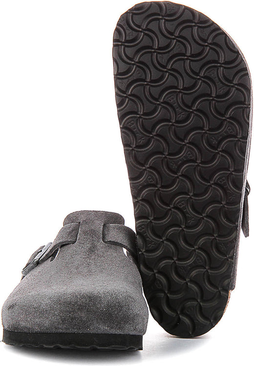 Zuecos Birkenstock Boston | Birko-Flor carbón para hombres y mujeres - Ajuste regular