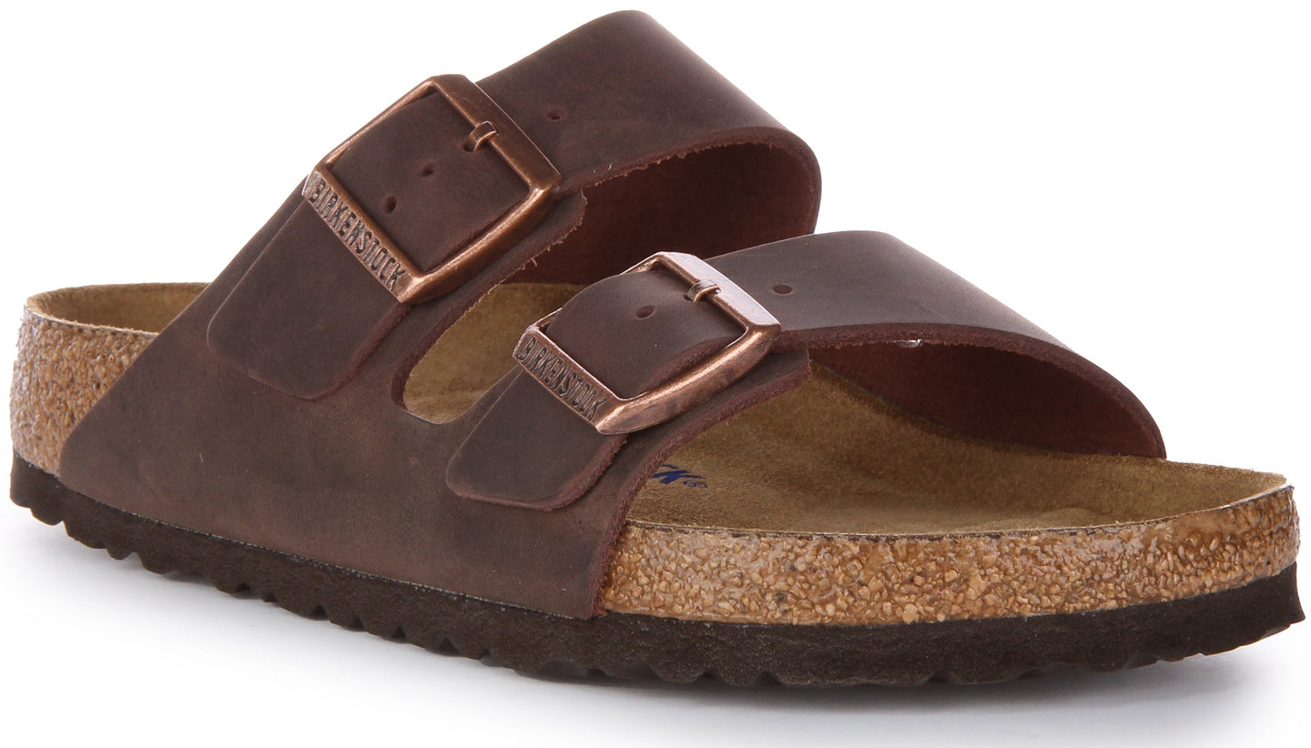 Sandalias Birkenstock Arizona | Cuero genuino marrón para mujer