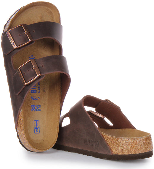 Sandalias Birkenstock Arizona | Cuero genuino marrón para mujer