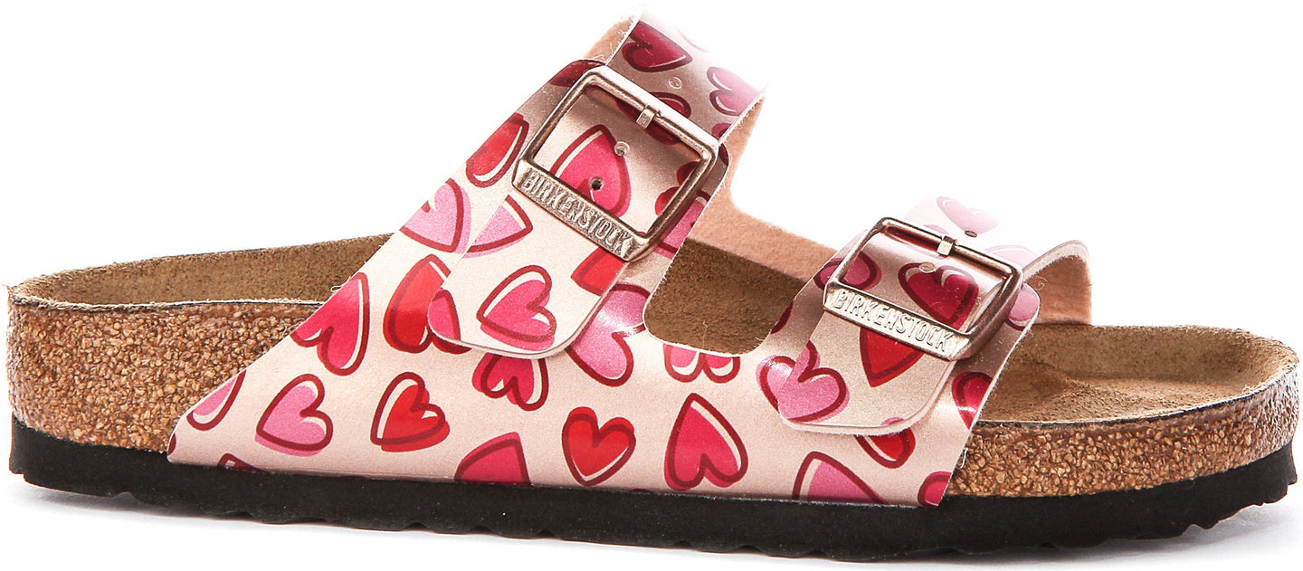 Sandalias Birkenstock Arizona | Birko-Flor cobre - Estampado de corazones para niños - Ajuste regular