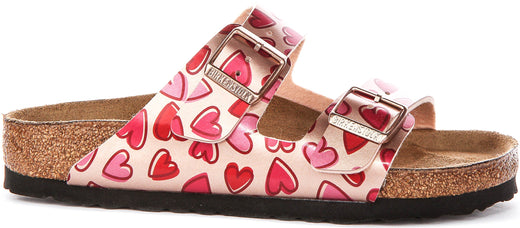 Sandalias Birkenstock Arizona | Birko-Flor cobre - Estampado de corazones para niños - Ajuste regular