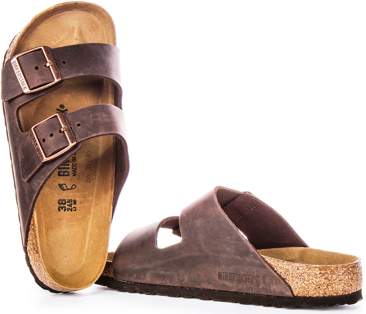 Sandalias Birkenstock Arizona | Cuero genuino marrón para mujeres