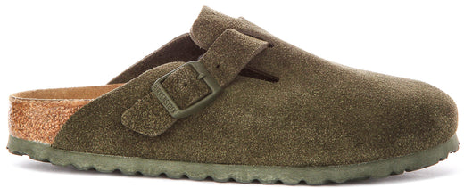 Zuecos Birkenstock Boston | Birko-Flor verde oscuro para hombres y mujeres - Ajuste estrecho