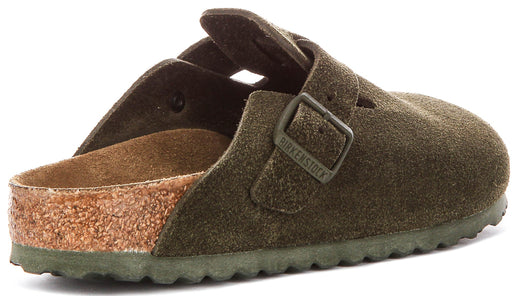 Zuecos Birkenstock Boston | Birko-Flor verde oscuro para hombres y mujeres - Ajuste estrecho