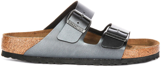 Birkenstock Arizona Sandalen | Metallic Zwart Birko-Flor - Metallic Afwerking voor Dames - Normale Pasvorm