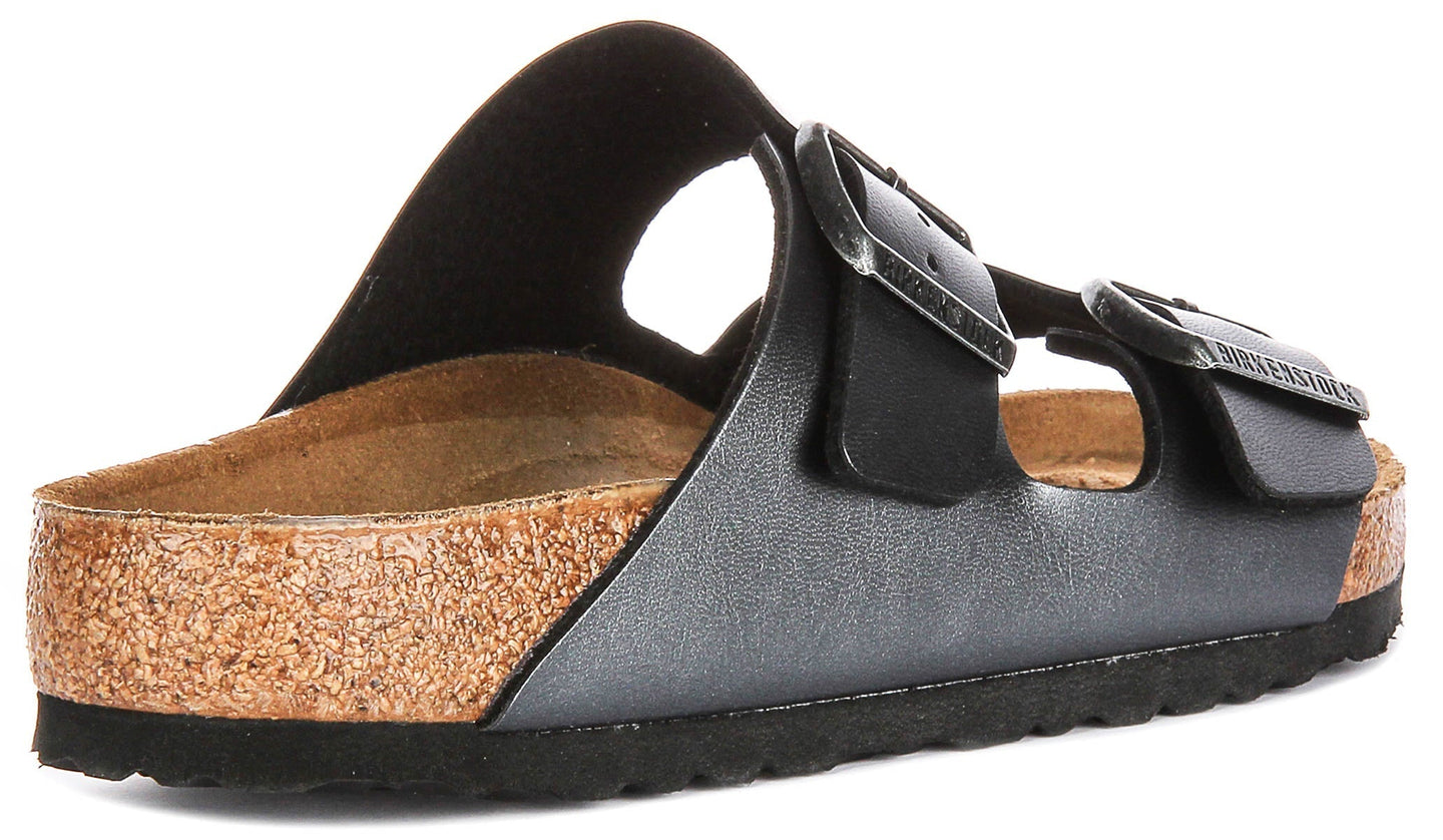 Birkenstock Arizona Sandalen | Metallic Zwart Birko-Flor - Metallic Afwerking voor Dames - Normale Pasvorm