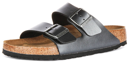 Birkenstock Arizona Sandalen | Metallic Zwart Birko-Flor - Metallic Afwerking voor Dames - Normale Pasvorm