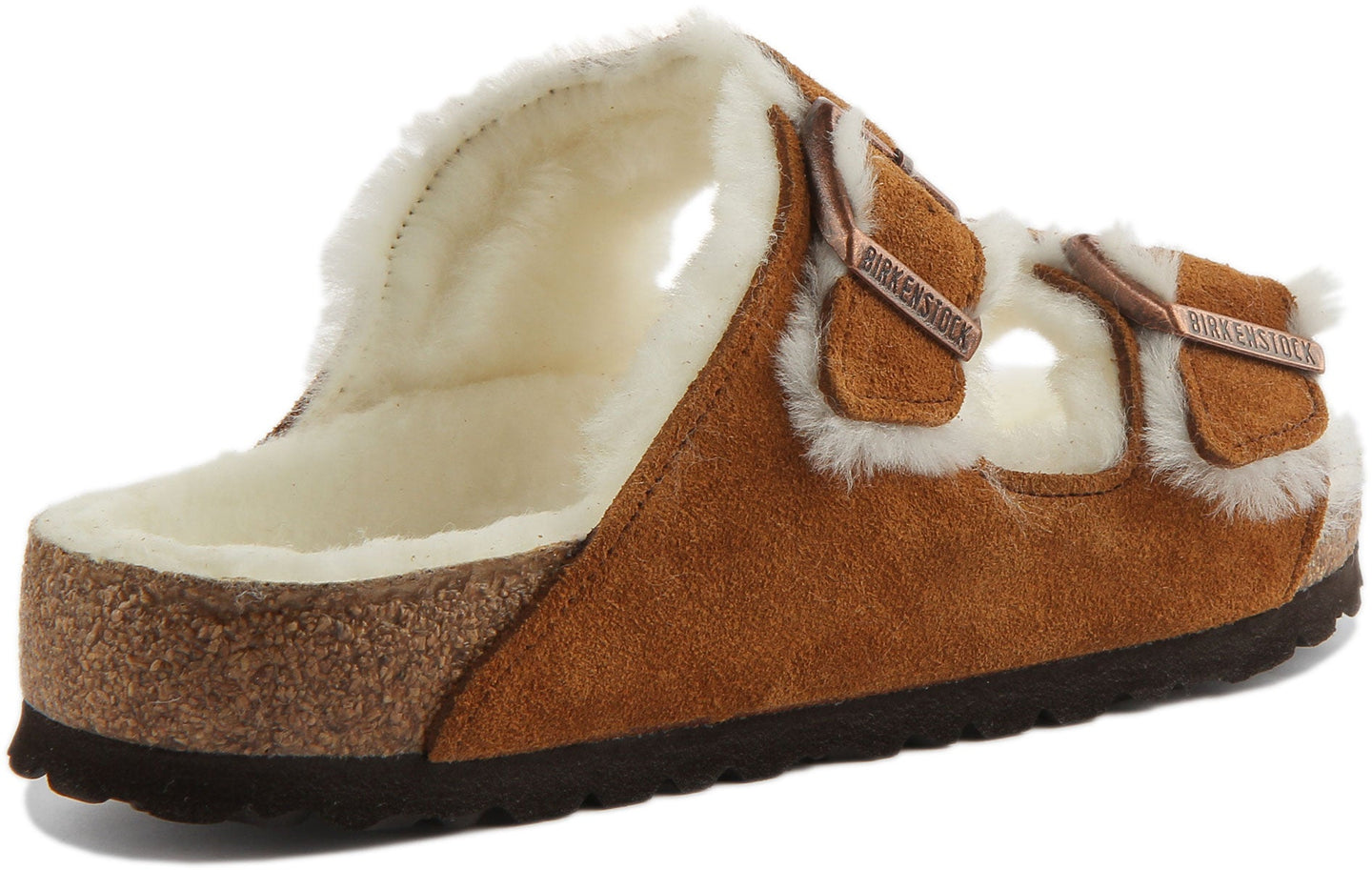 Sandalias Birkenstock Arizona | Gamuza forrada con piel de oveja visón para mujer