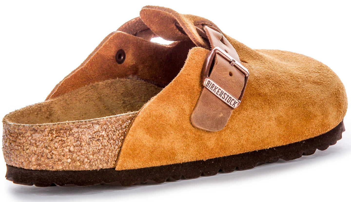 Zuecos Birkenstock Boston | Cuero de ante visón - Correa trenzada para mujeres