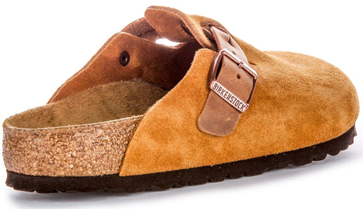 Zuecos Birkenstock Boston | Cuero de ante visón - Correa trenzada para mujeres