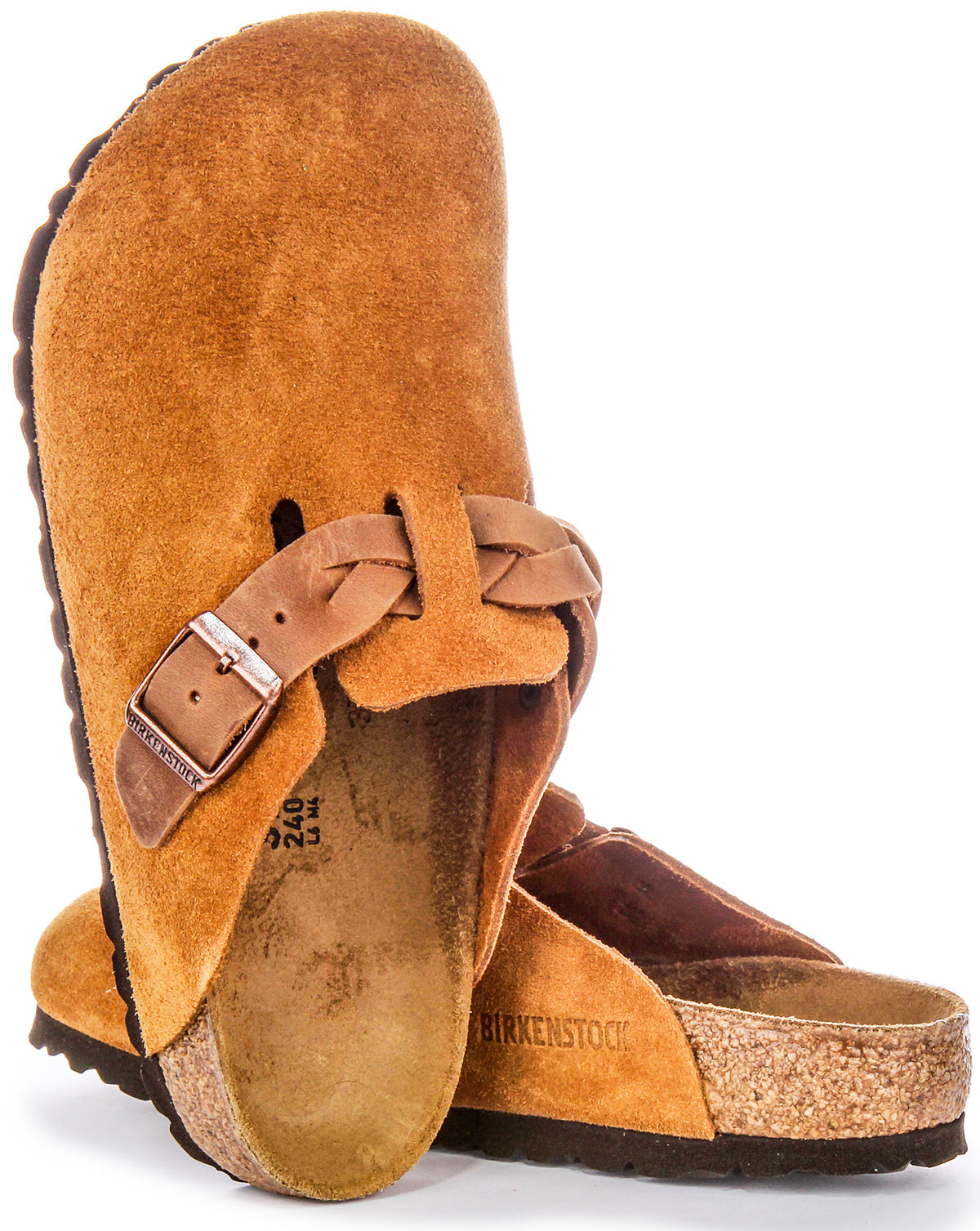 Zuecos Birkenstock Boston | Cuero de ante visón - Correa trenzada para mujeres