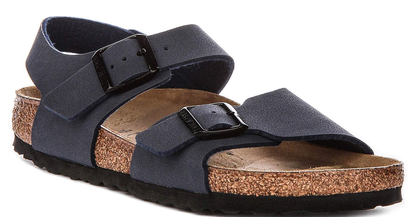 Zapatos Birkenstock New York | Material superior característico de Birkenstock en azul marino para niños - Ajuste estrecho