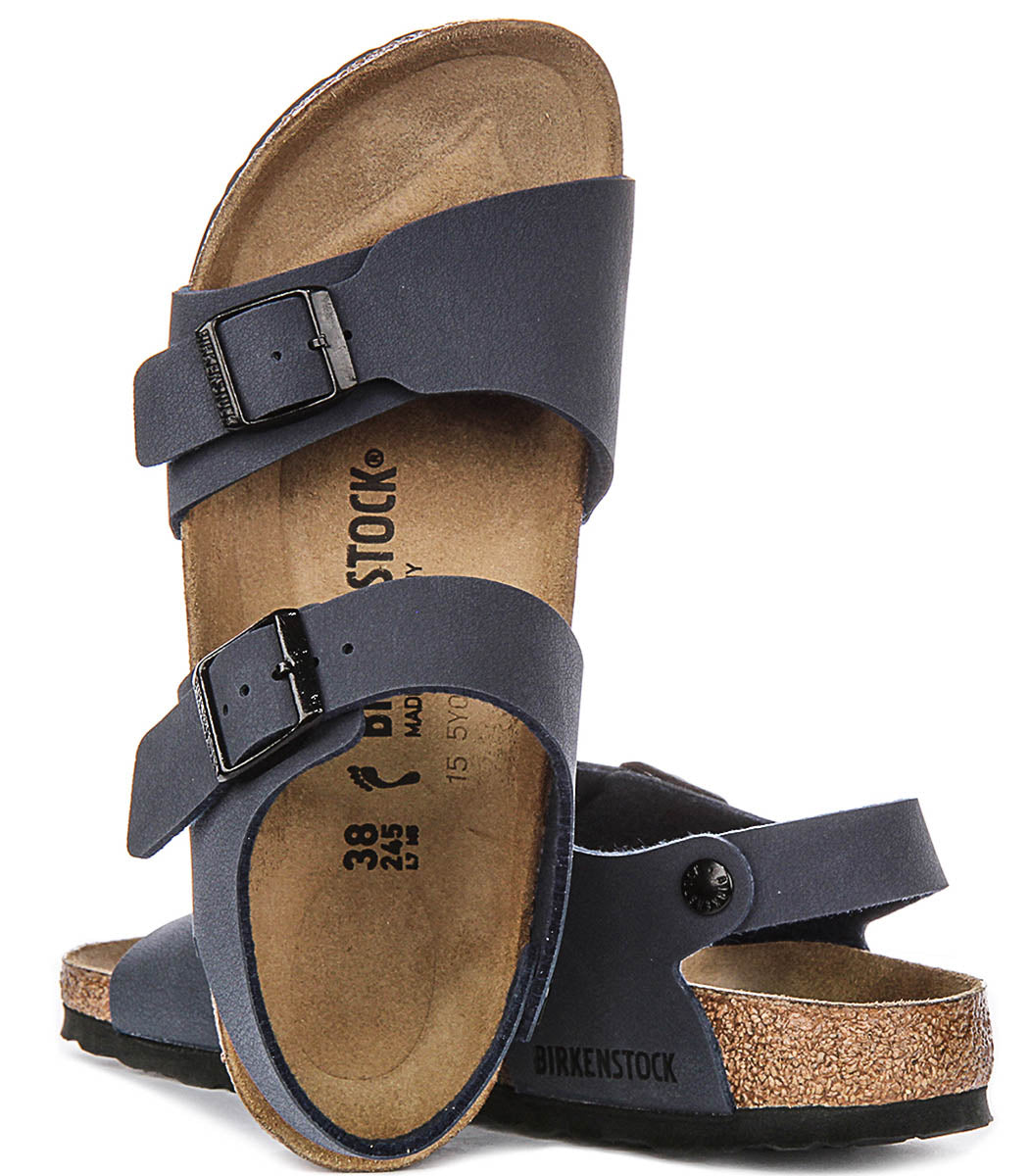 Zapatos Birkenstock New York | Material superior característico de Birkenstock en azul marino para niños - Ajuste estrecho