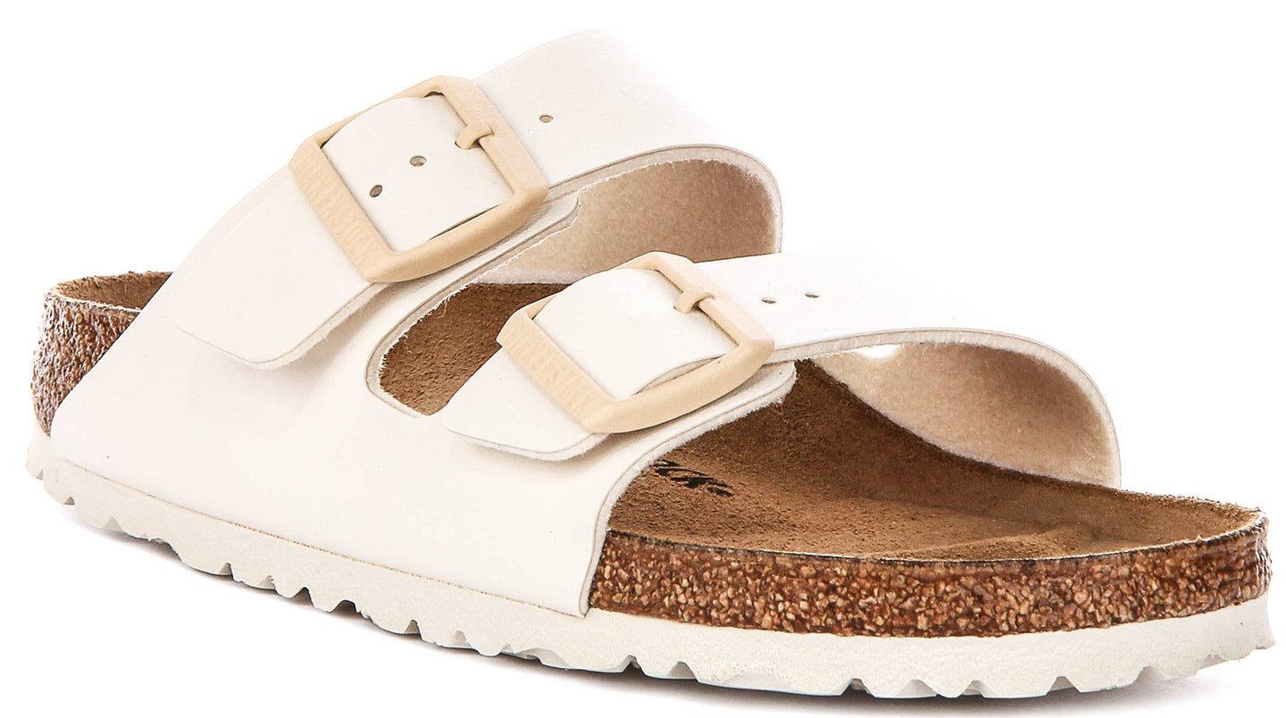 Sandalias Birkenstock Arizona | Birko-Flor blanco roto para mujer - Ajuste estrecho
