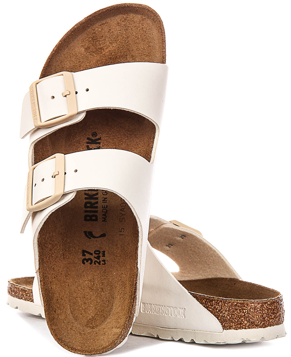 Sandalias Birkenstock Arizona | Birko-Flor blanco roto para mujer - Ajuste estrecho
