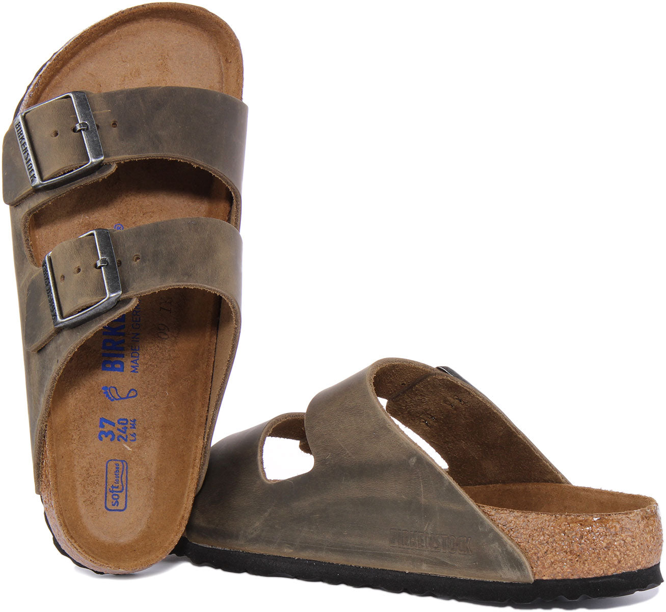 Sandalias Birkenstock Arizona | Cuero nobuk oliva para mujer