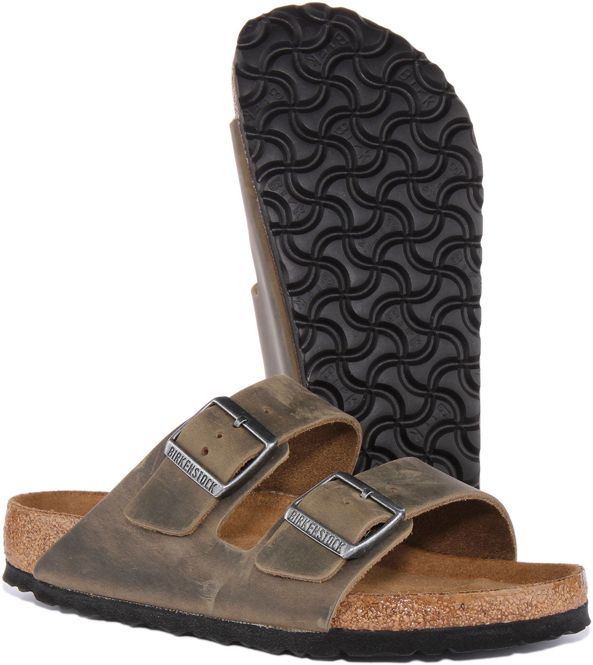Sandalias Birkenstock Arizona | Cuero nobuk oliva para mujer