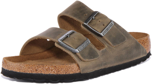 Sandalias Birkenstock Arizona | Cuero nobuk oliva para mujer