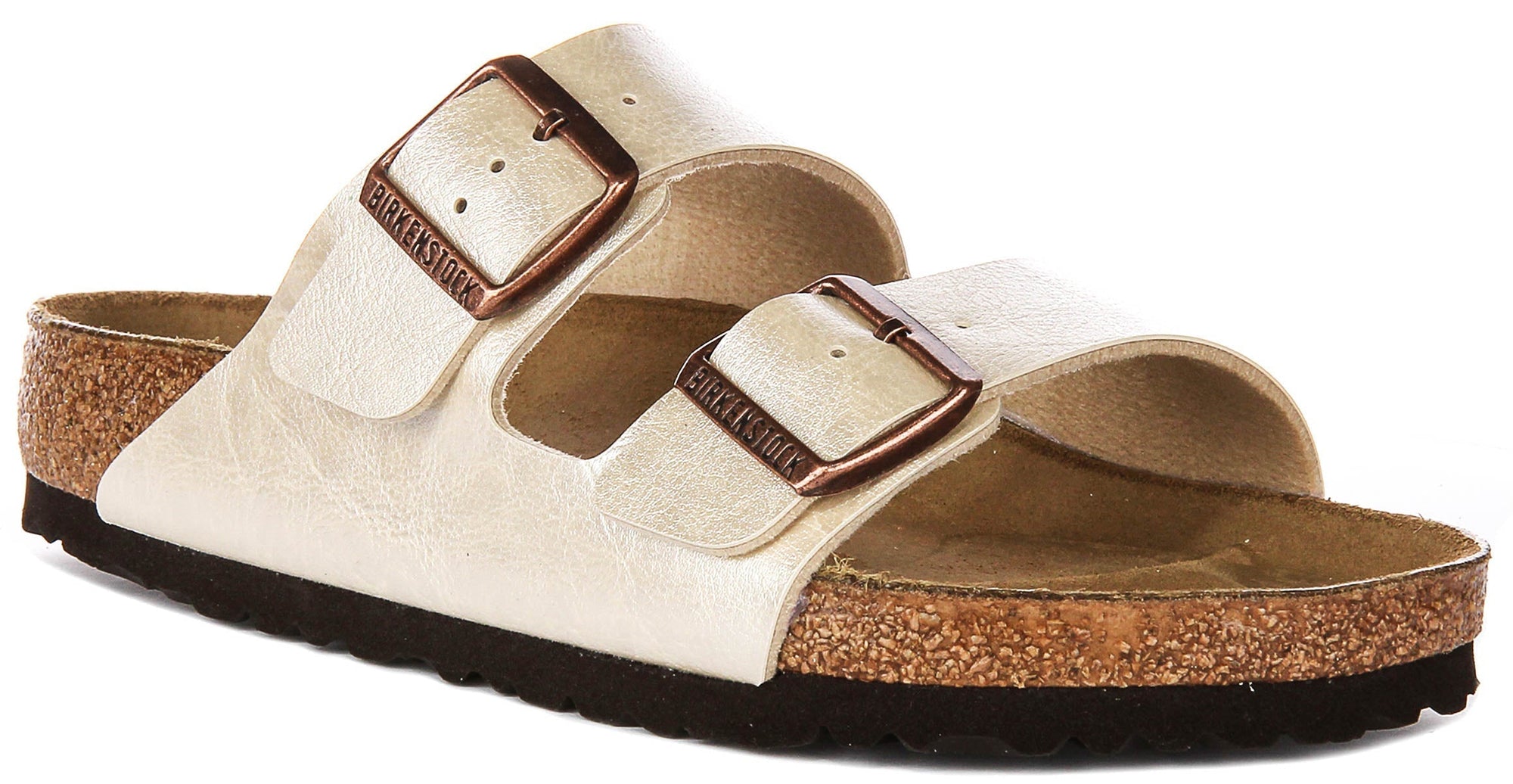 Sandalias Birkenstock Arizona | Birko-Flor blanco perla para mujeres - ajuste regular