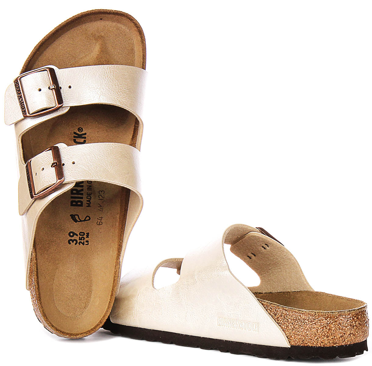 Sandalias Birkenstock Arizona | Birko-Flor blanco perla para mujeres - ajuste regular