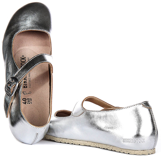 Zapatos Birkenstock Tracy | Material superior plateado característico de Birkenstock para hombres y mujeres
