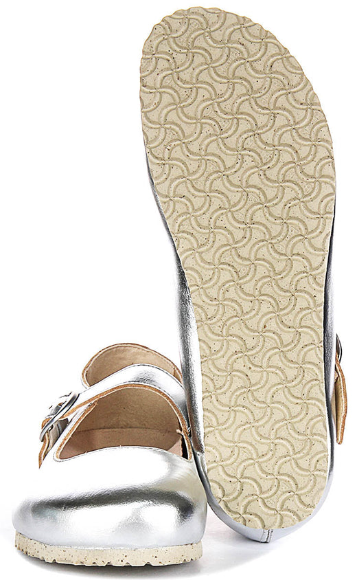 Zapatos Birkenstock Tracy | Material superior plateado característico de Birkenstock para hombres y mujeres