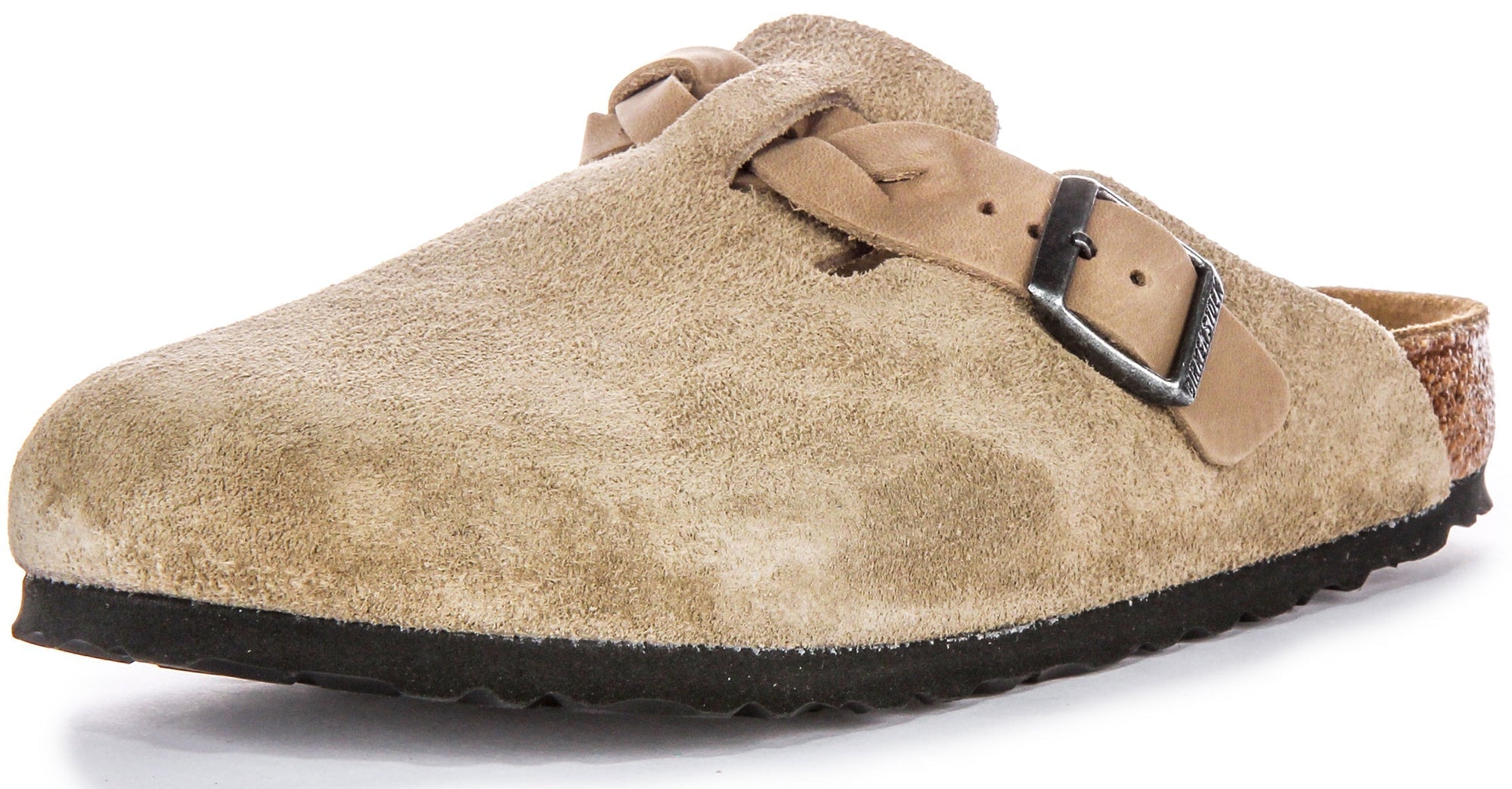 Birkenstock Boston Klompen | Taupe suède leer - Gevlochten band voor dames