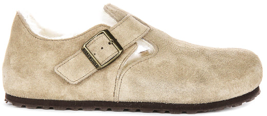 Zuecos Birkenstock London | Ante forrado de borrego topo para hombres y mujeres - Ajuste estrecho