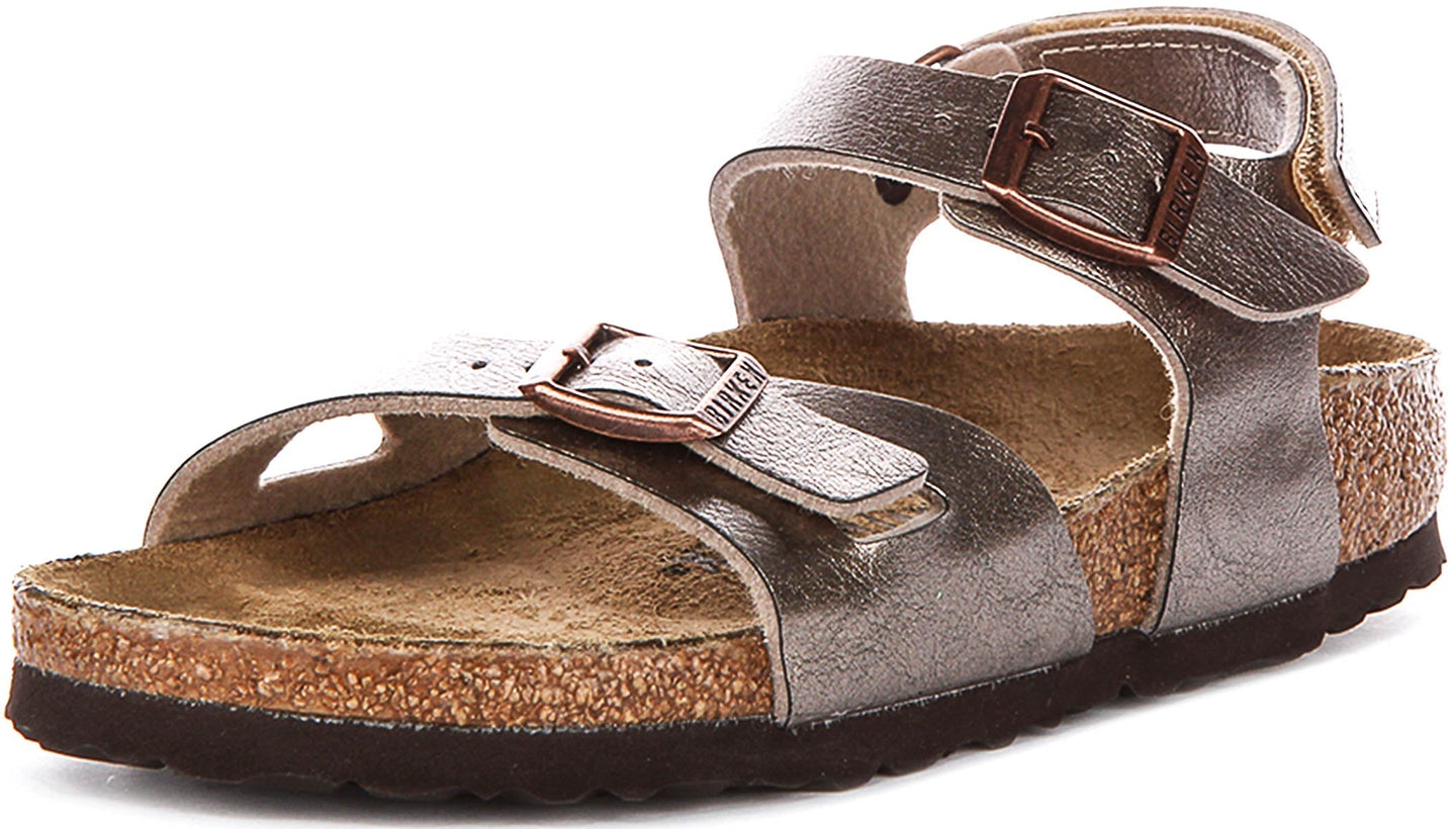 Birkenstock Rio Sandalen | Taupe Birko-Flor voor Kinderen - Smalle Pasvorm