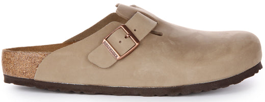 Zuecos Birkenstock Boston | Cuero genuino tabaco para mujer
