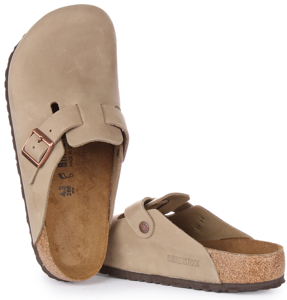 Zuecos Birkenstock Boston | Cuero genuino tabaco para mujer