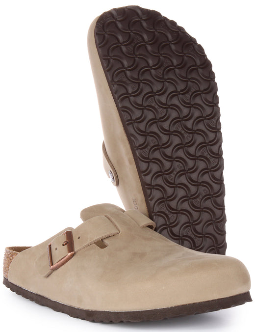 Zuecos Birkenstock Boston | Cuero genuino tabaco para mujer