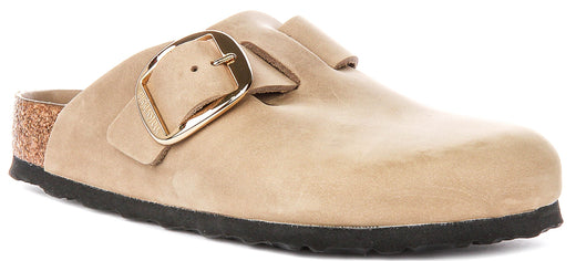 Zuecos Birkenstock Boston | Cuero nobuk tabaco - Hebilla grande para hombres y mujeres - Ajuste regular