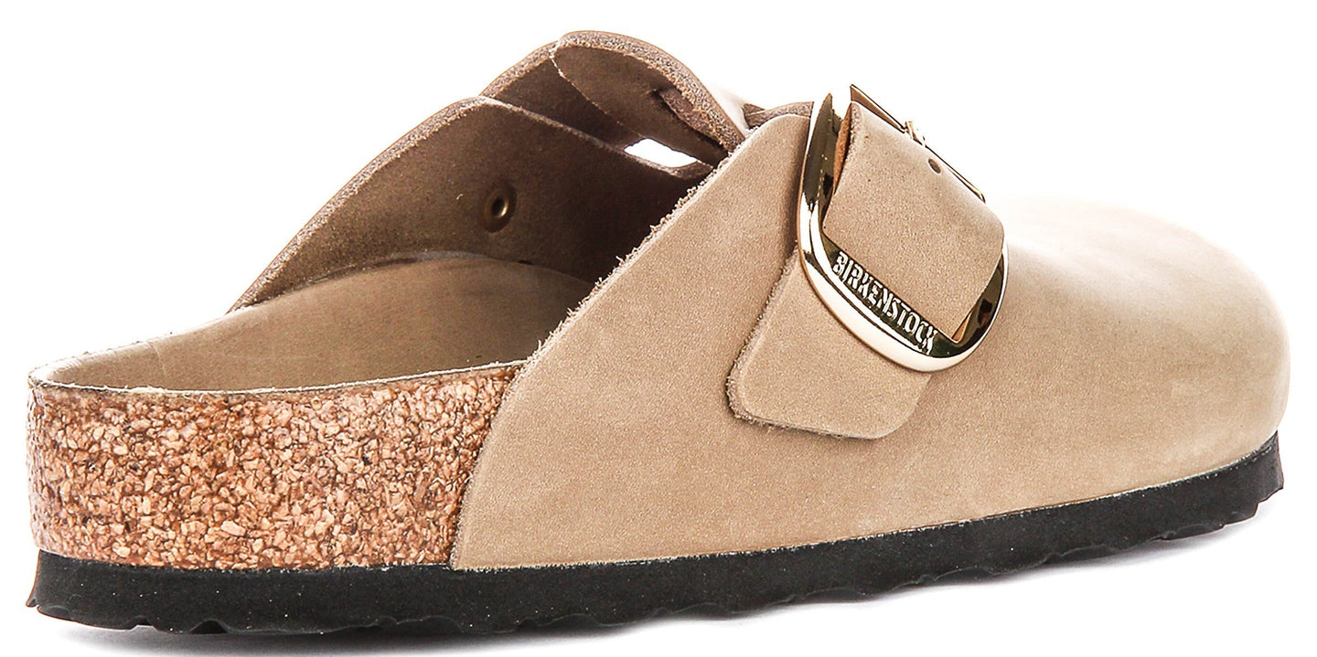 Zuecos Birkenstock Boston | Cuero nobuk tabaco - Hebilla grande para hombres y mujeres - Ajuste regular