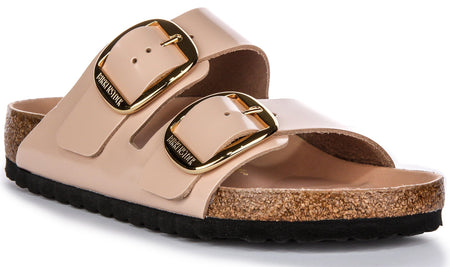 Sandalias Birkenstock Arizona | Cuero genuino beige - Hebilla grande para mujeres