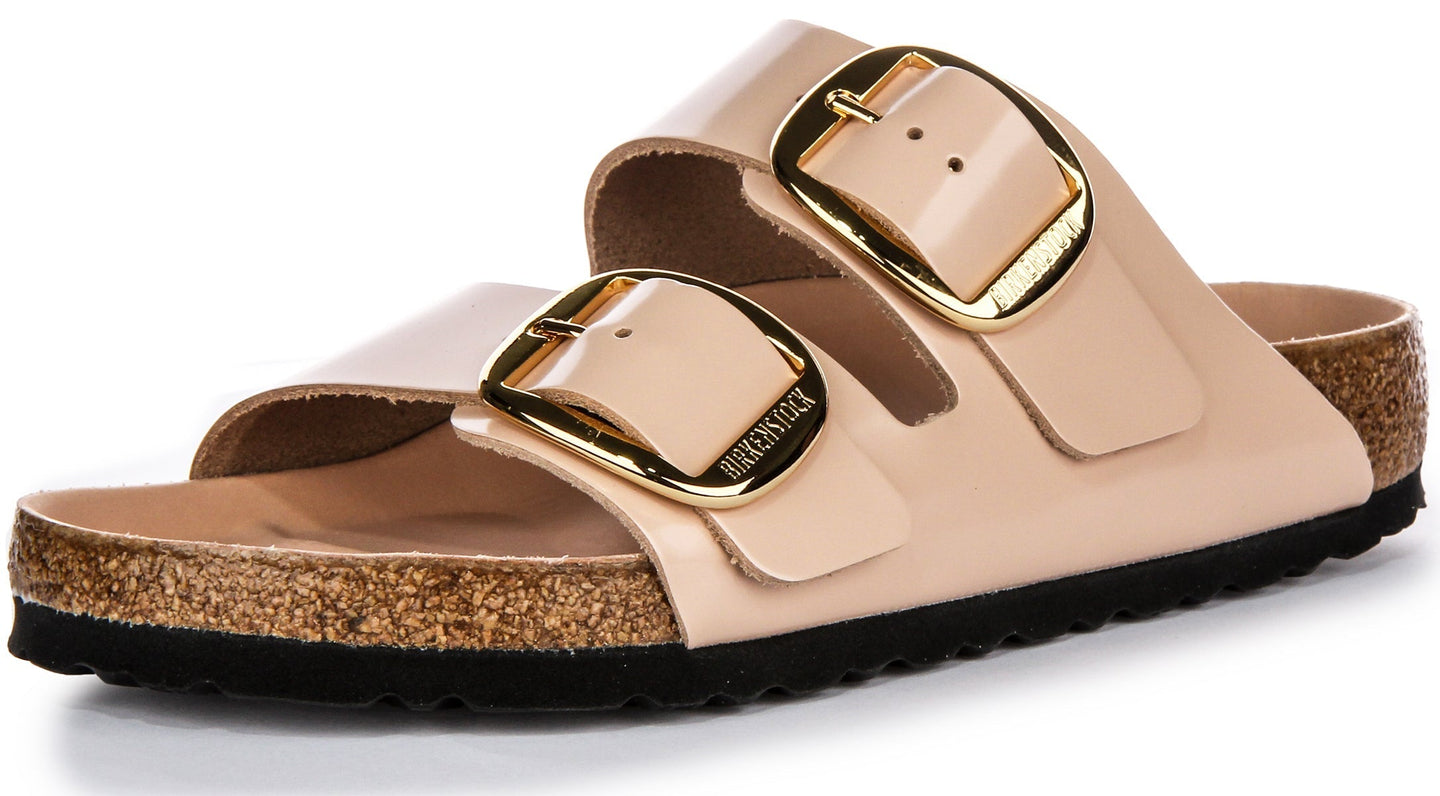 Sandalias Birkenstock Arizona | Cuero genuino beige - Hebilla grande para mujeres