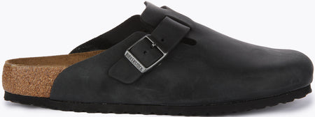 Zuecos Birkenstock Boston | Cuero genuino negro para hombre y mujer