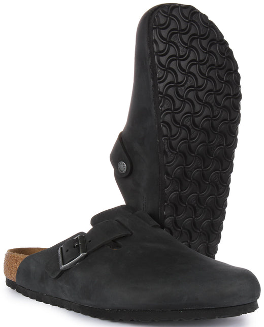 Birkenstock Boston Clogs | Black genuine leather for Men and Women