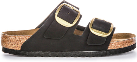 Sandalias Birkenstock Arizona | Cuero de gamuza negro - Hebilla grande para mujer