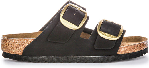 Sandalias Birkenstock Arizona | Cuero de gamuza negro - Hebilla grande para mujer