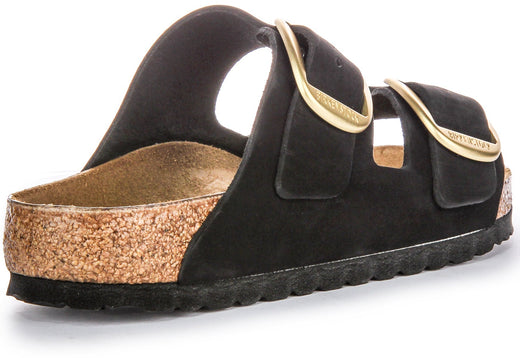Sandalias Birkenstock Arizona | Cuero de gamuza negro - Hebilla grande para mujer