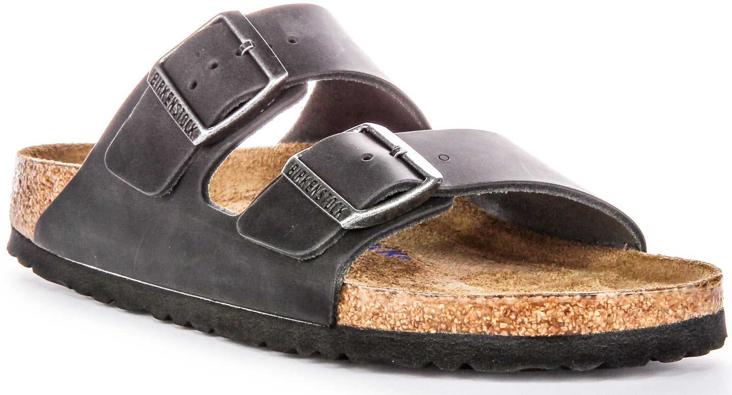 Sandalias Birkenstock Arizona | Cuero genuino negro para mujeres