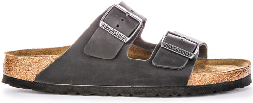 Sandalias Birkenstock Arizona | Cuero genuino negro para mujeres