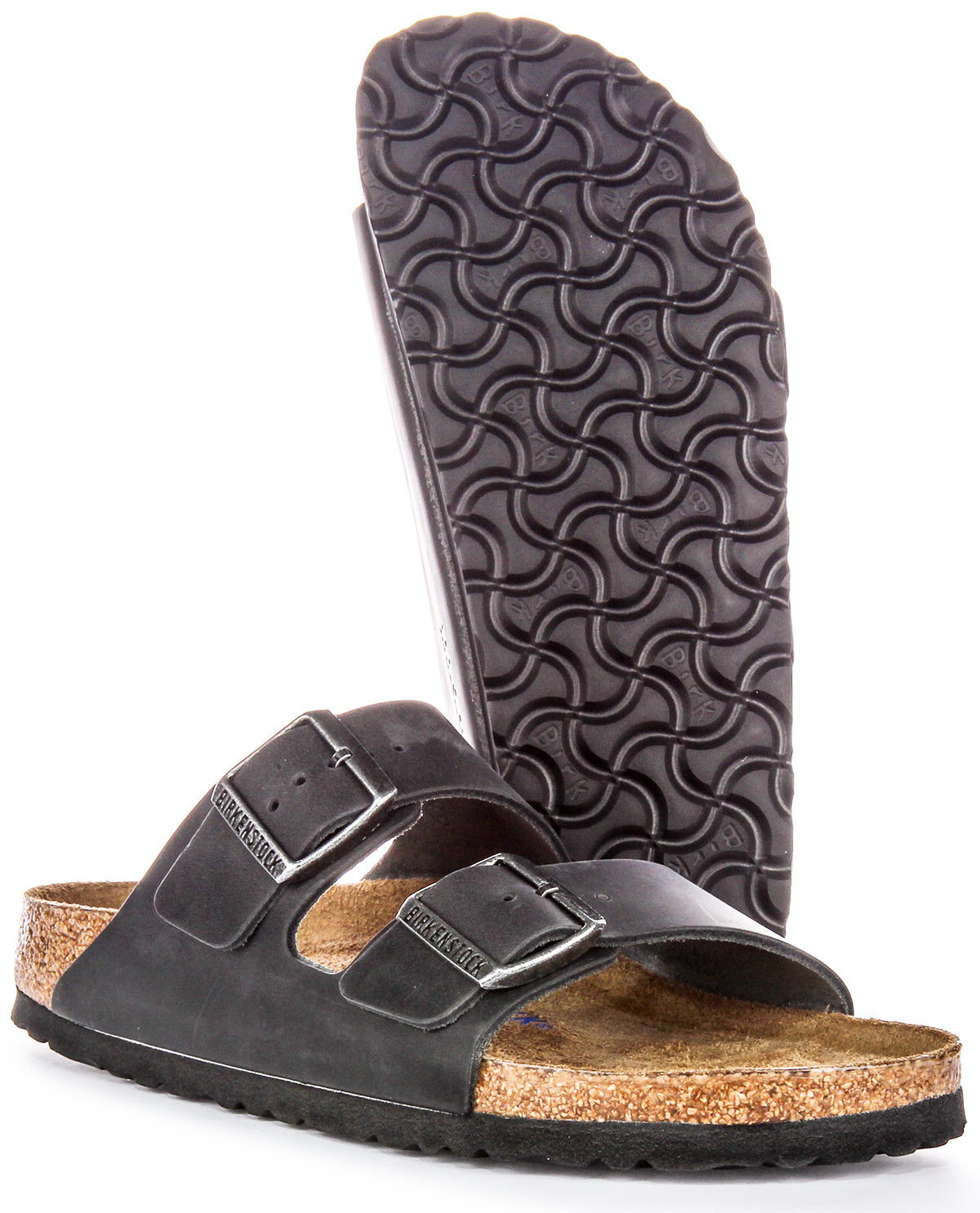 Sandalias Birkenstock Arizona | Cuero genuino negro para mujeres